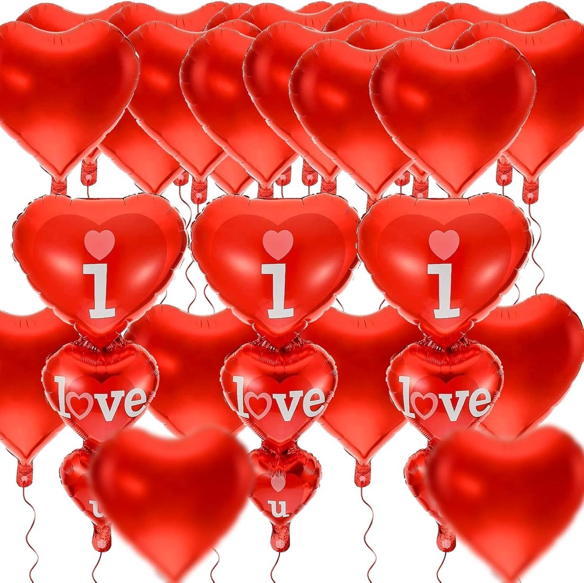 Ballonnen, Envami Hartballonnen - Set van Folieballonnen Ideaal voor Bruiloft Decoratie,verlovingsfeest, vakantie, babyshow, Verjaardag Decoratie of Feest Decoratie (Rood)