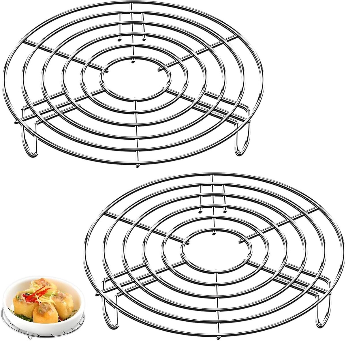 roestvrij staal inlegrooster stoomrooster, veelzijdig kookstoom & praktisch keukenaccessoire voor koeling, bakken, braden en grillen (20×3 cm)