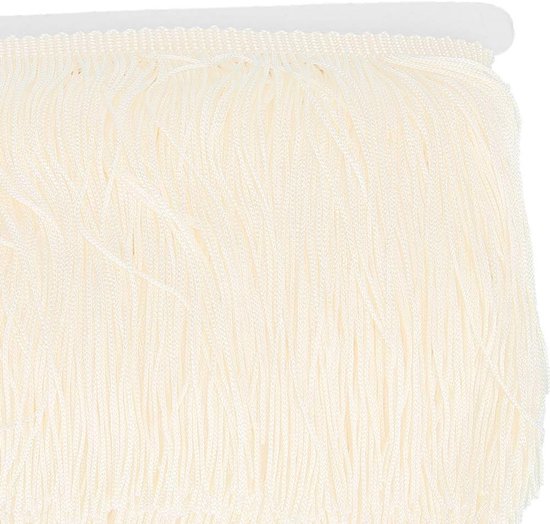 10 meter lange franje kwast, 14 cm lange franje polyester kant lint voor naaien podium polyester kwastje franje kant voor doe-het-zelf latin jurk podium kleding stof (beige) — afbeelding 5