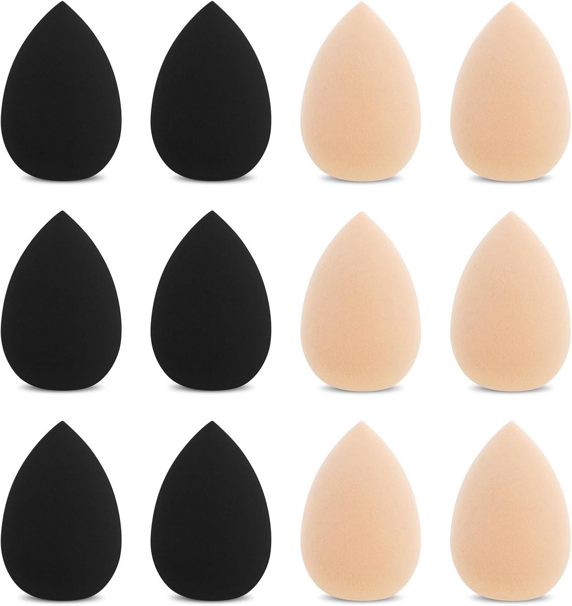 Sponsjes, mengspons, kleine mixer, foundation, voor poeder, crème, reparaties, cosmetica, sponsjes (zwart + huidskleur