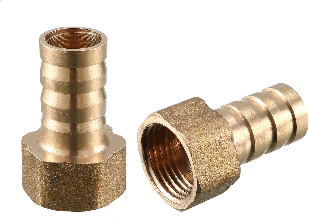 sourcing map Koppeling, geribbeld, messing, slang, aansluiting, 12 mm, 3/8 g, aansluiting, schroefdraad, slang, adapter, 2 stuks