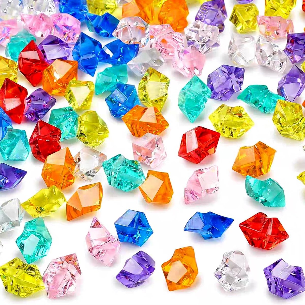 Crushed Ice Rocks, 500 g acryl decoratieve diamanten, acryl kristalstenen, helder gekleurde stenen voor het vullen van decoratieve vazen en om te knutselen, gemengde kleuren