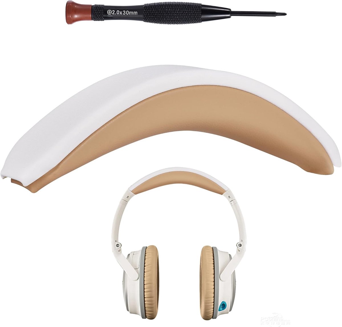 Hoofdbandafdekking compatibel met Bose QuietComfort 25 (QC25) hoofdtelefoon, vervangende hoofdband, bekleding, beschermhoes met schroeven, zachte oorkussens, accessoires voor dagelijks