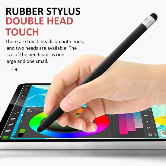 3 dubbele kop touchscreen-pennen, rubberen stift, capacitieve metalen pen, voor tablet en smartphone, zwart, zilver, roze — afbeelding 2