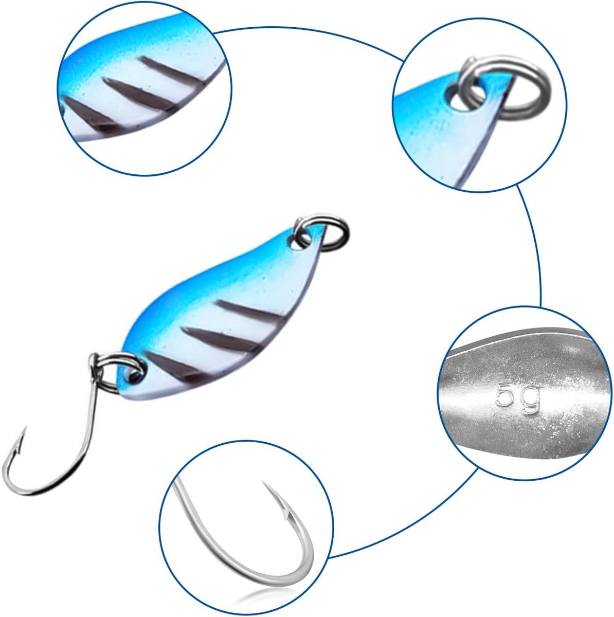 Lepels, 5 g visaas voor forel met opbergdoos, kunstmatige spinning-trode, aas voor forelvissen, lepel voor baars
