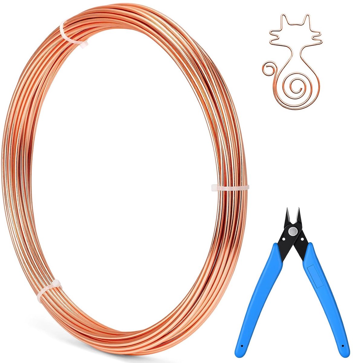 Draad, 3 mm x 15 m, aluminiumdraad, vormbaar metaaldraad met tangen, buigzaam en flexibel, voor sculptuur, modellering, sieraden, koper