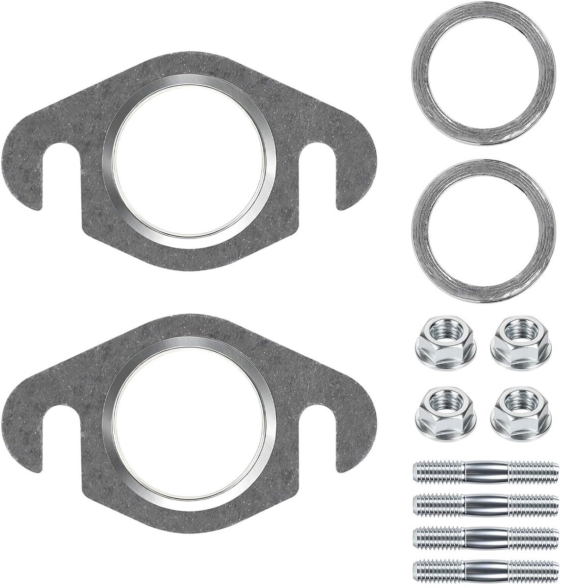 2 x Pakkingset voor 50cc 2-takt scooters, uitlaatpakking 27mm, spruitstukpakking, uitlaatbouten en -moeren M6, compatibel met Yamaha Aerox, BW's, Aprilia SR, Jog-R, Mach-G, Ovetto, MBK