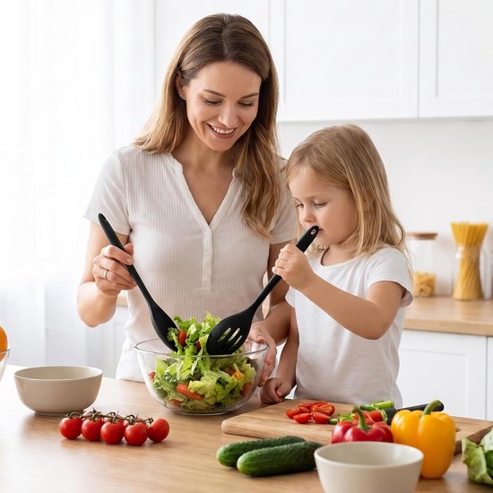 keukengerei, 6-delige set keukengerei, hittebestendig, anti-aanbaklaag, keukengerei van siliconen voor koken, roeren en serveren (zwart) — afbeelding 3
