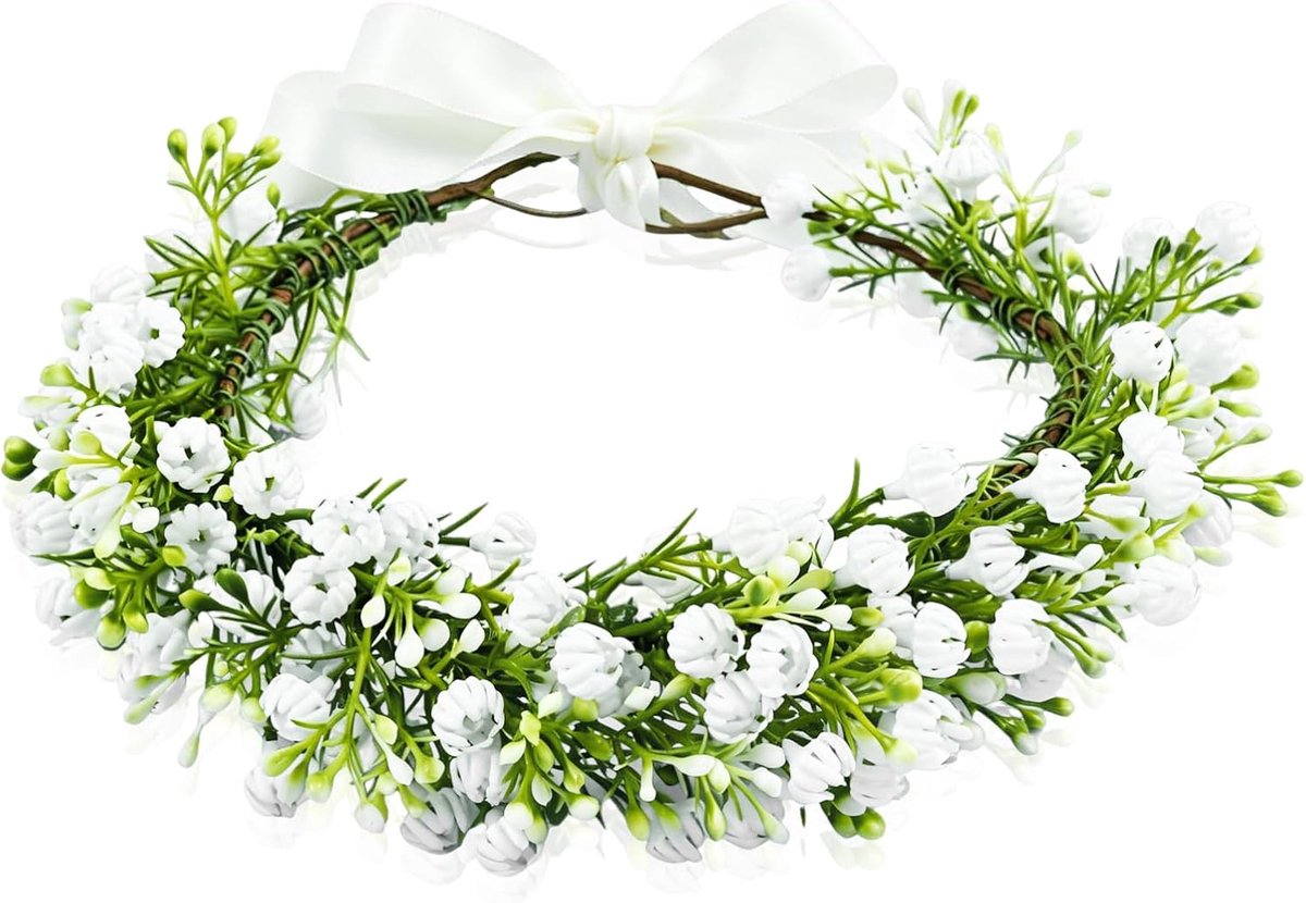 haarband, bloemenhoofdband voor dames, witte bloemenkroon, bruidshaaraccessoires voor bruiloft, verjaardag, feest