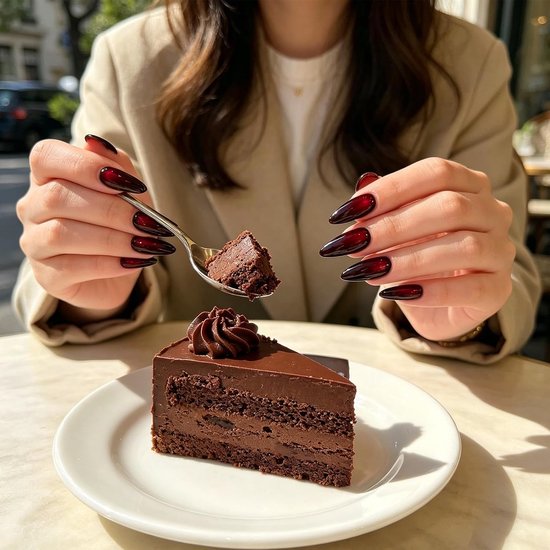 60 stuks Cateye Press On Nails Amandel, glitter zwart rood nagels om op te plakken, Sparkle Bling nepnagels, kunstnagels, herbruikbare kunstnagels om op te plakken voor vrouwen — afbeelding 4