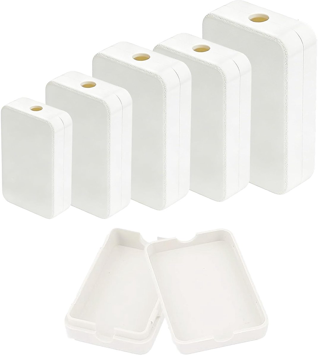 5 stuks witte kleine kunststof aansluitdoos, 4 verschillende modellen, mini-opbouwdoos voor led-bedrading, platte montage, verbinding, veelzijdige kabelorganizer voor thuis- en kantoorprojecten