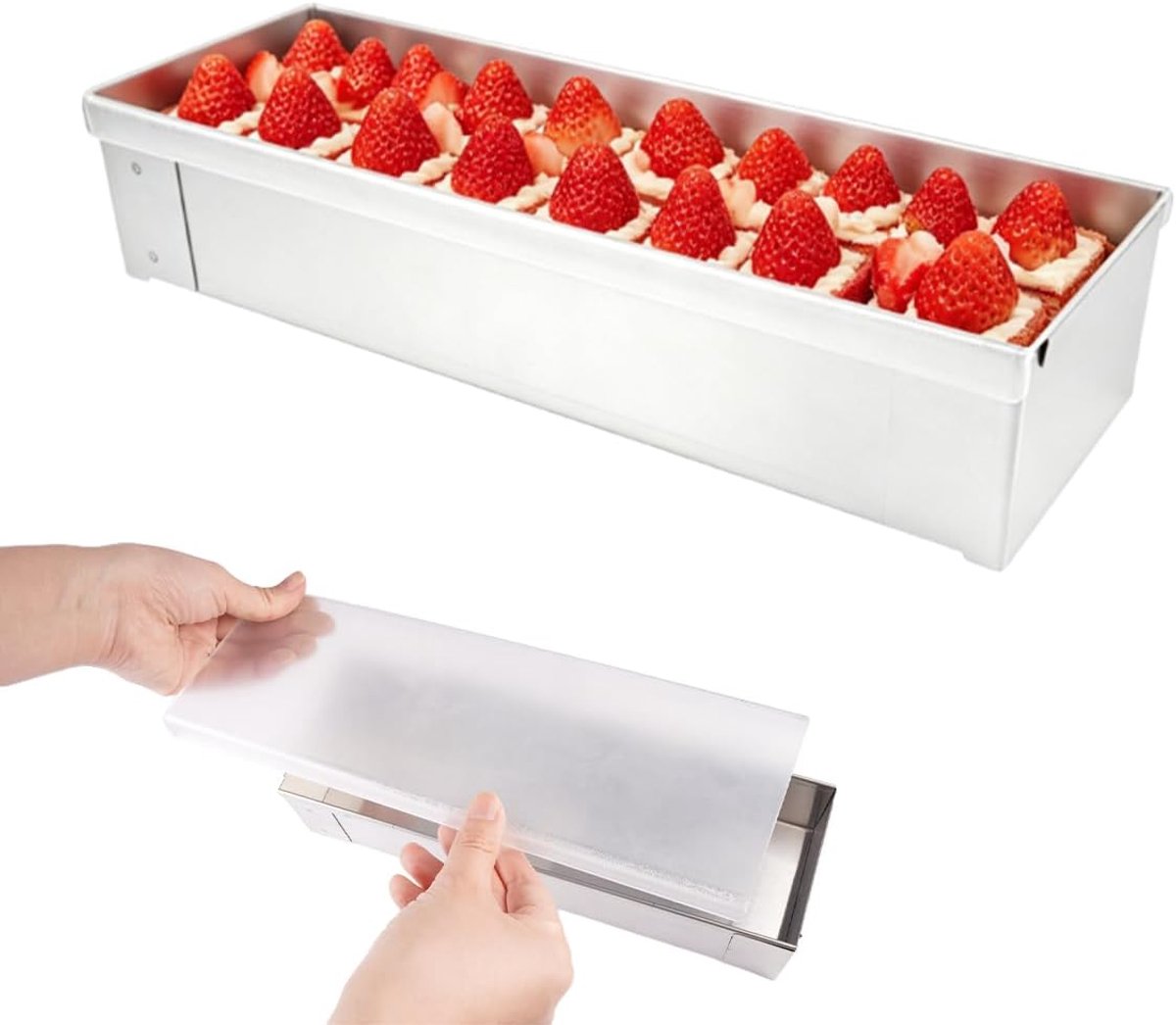 Tiramisu-taartvorm met afneembare zijkanten, 30 cm | roestvrijstalen tiramisuvorm met transparant deksel, beschermt tegen insecten, houdt vers, eenvoudig transport en opslag