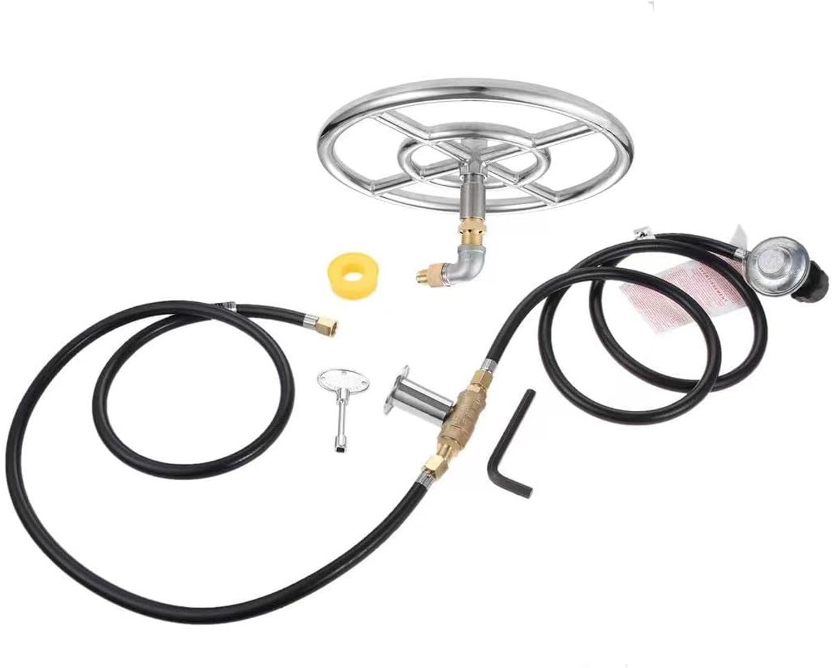Propaangas vuurkorf set branders ring kit 12 inch gas vuurplaats kit gasringbrander installatiekit van roestvrij staal 304 voor Firebowl gasgrill branderring gasfornuis