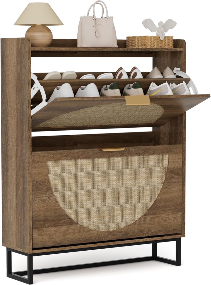 LNMsolutions® Schoenenkast - Schoenenrek - Schoenenbank - Bruin - 24cm x 80cm x 102cm