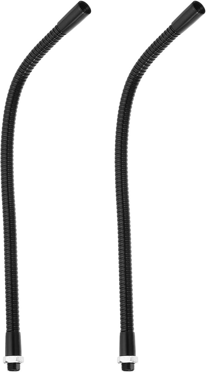 30 cm flexibele universele slang, zwanenhals, 2 stuks, M10 verlengslang met zachte metalen arm, buigzaam met fijne schroefdraad voor lamp, doe-het-zelf-uitrusting, zwart