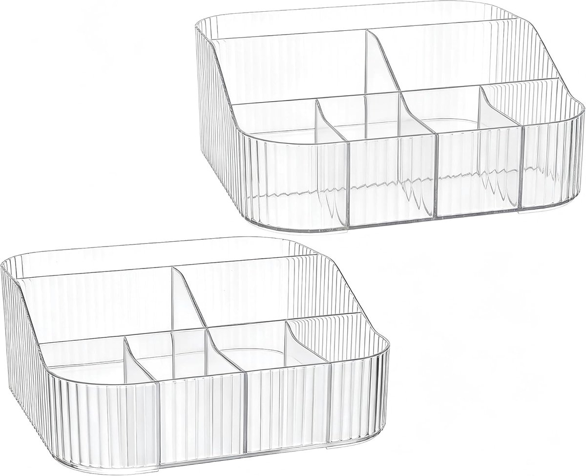 2 stuks grote capaciteit make-up borstelhouder, vintage gestreepte make-up borstelhouder acryl make-up organizer bureau opslag container voor cosmetica huidverzorging lippenstiften