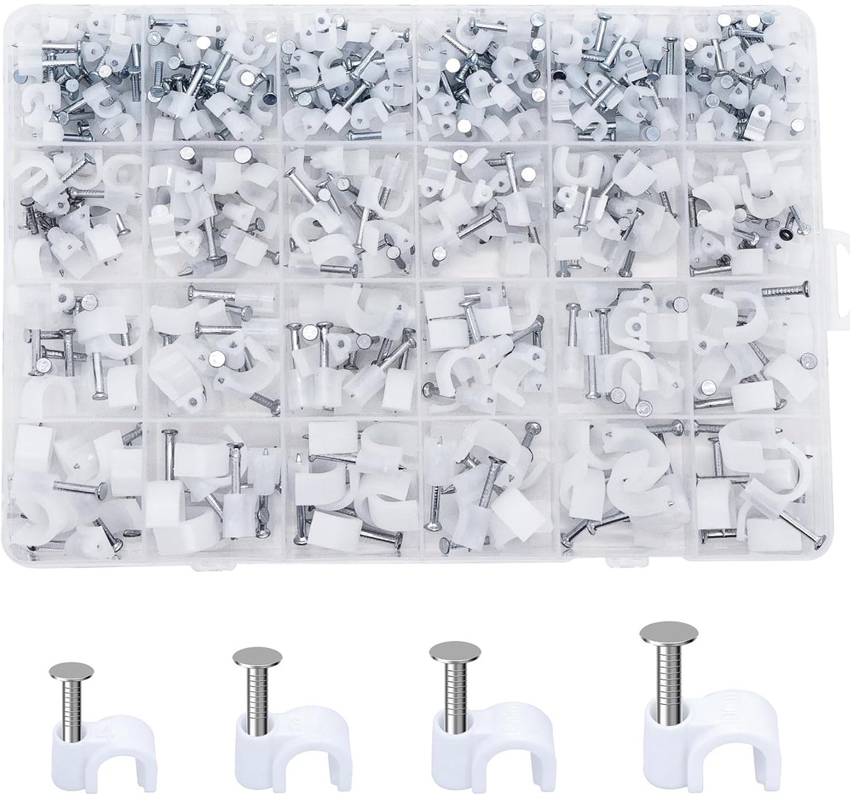 Kabelclips, draadclips voor kabels, kabelnagelclips, cCable Tacks Wire Tidy Clipss, voor Ethernet, elektrische kabels, telefoonlijn, tv USB-draden (M4, M6, M8, M10, wit)