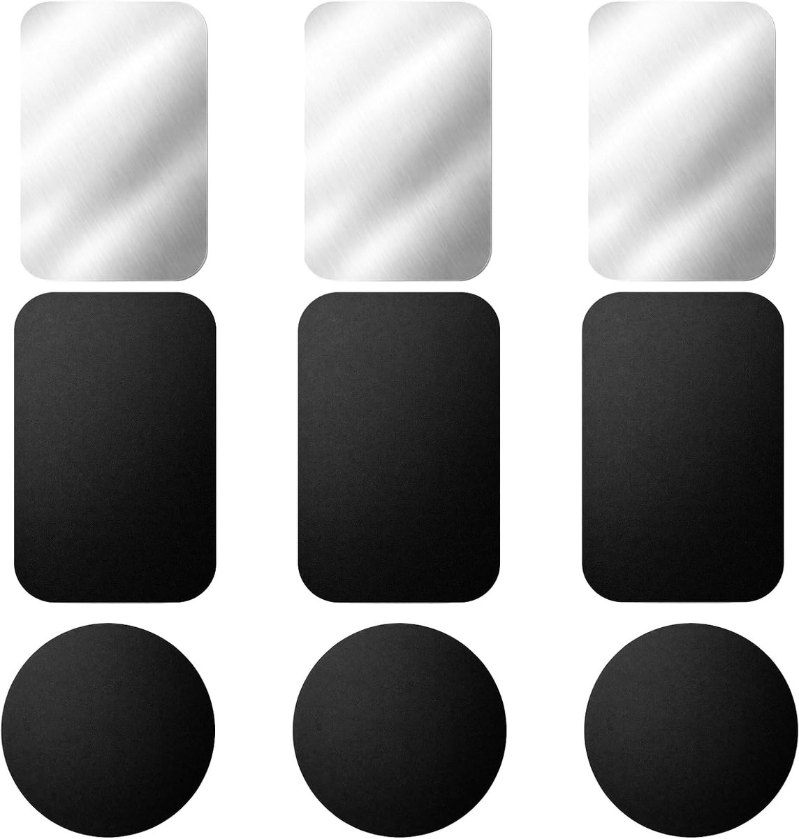 9 stuks Metalen plaatjes voor magnetische telefoonhouder auto, vervangingsplaten met kleeffolie, compatibel met magnetische autohouders, set ronde en rechthoekige plaatjes
