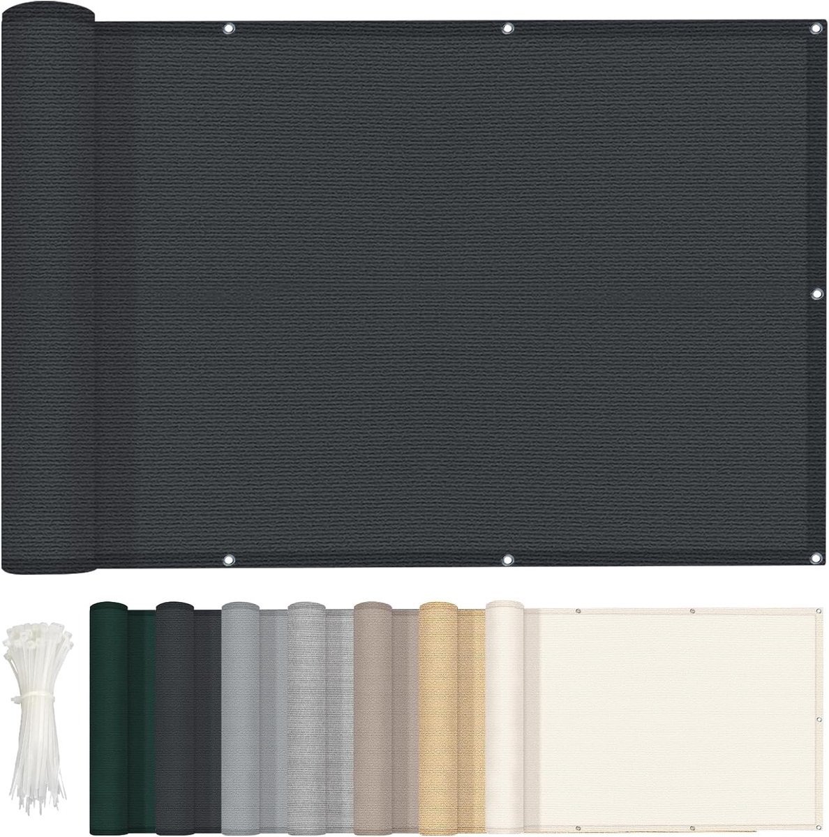SnelShoppen - Balkon privacy scherm 100x400 cm HDPE, Antraciet | Windscherm UV Bescherming Winddicht voor Tuin en Patio met Kabelbinders