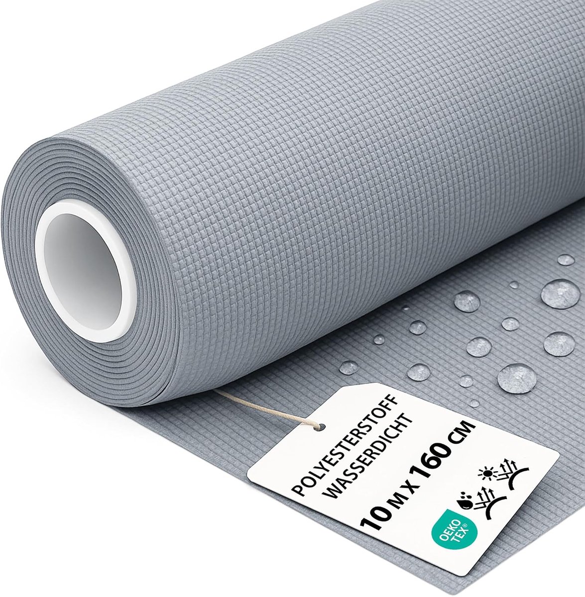 Stof per Meter Waterafstotend Polyesterstof 10M x 160 cm – Tuinstof voor Zonnescherm Tuinmeubels Kussens Bekleding Buiten Robuust met Oeko Tex Grijs