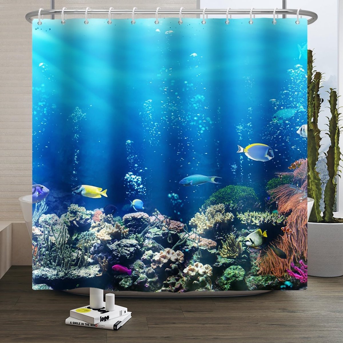 Douchegordijn Onderwater Zeeleven Zee Wereld Dieren Vissen Badkamer Gordijn Schildpadden Koraal Machine Wasbaar Waterdicht Stof 120 x 200 cm