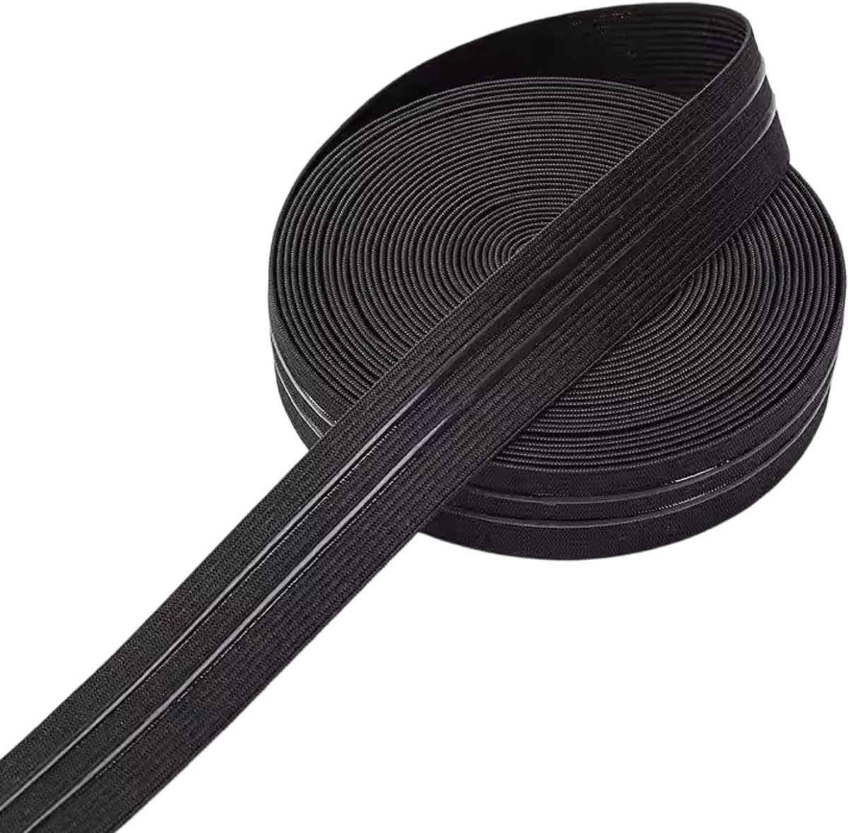 5 m breed elastiek, zwart, 2 cm breed, antislip elastiek, breed, siliconen bandjes voor naaien, pruiken, riemen en doe-het-zelfprojecten (zwart, 5 m x 2,0 cm)