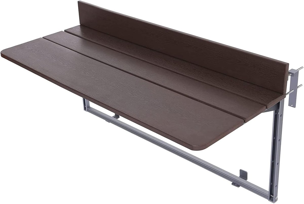 Balkonhangtafel, 5-voudig in hoogte verstelbare aluminium profieltafel voor terras en tuinrailing (80 x 37 cm/31,5 x 14,6 inch)