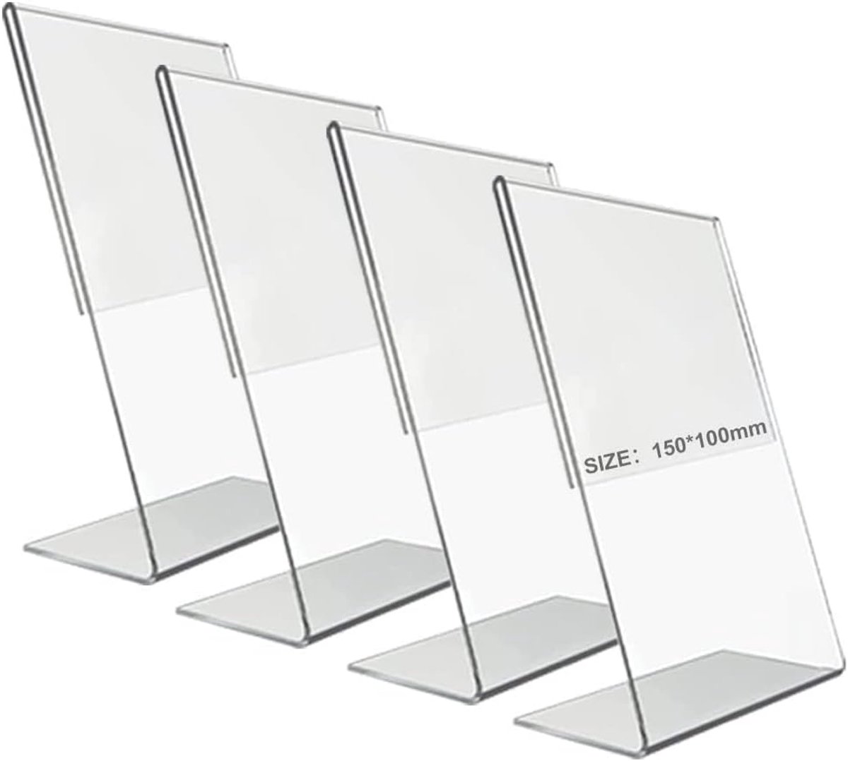 4 stuks tafelstandaard A6 schuin DIN acryl staander prijskaarthouder standaard L A6 tafelstandaard voor foto's, restaurant, café, toonbank, reclameacties, winkel
