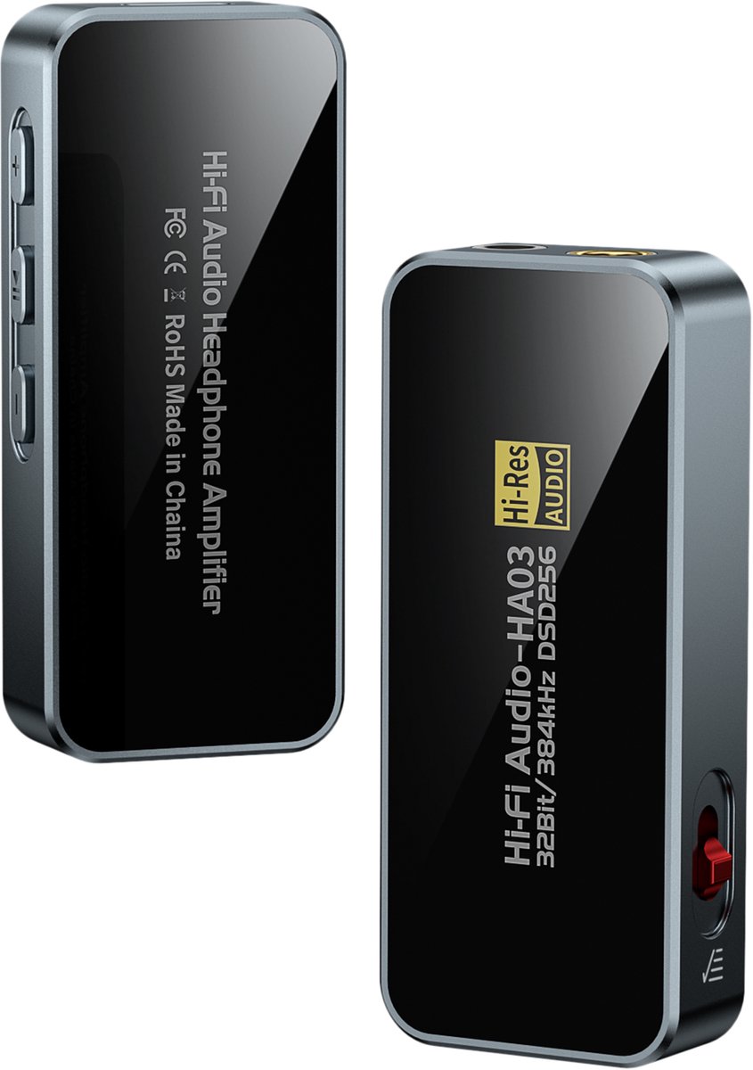 USB-C Mini DAC hoofdtelefoonversterker, 3,5mm stereo (belfunctie) en 4,4mm gebalanceerde uitgang, 32Bit/384kHz DSD256, CS43131, SGM8262, CB5100, THD+N -97dB/-104dB, SNR 125dB/130dB, HiFi audio-adapter voor telefoon pc laptop tablet, Zilver