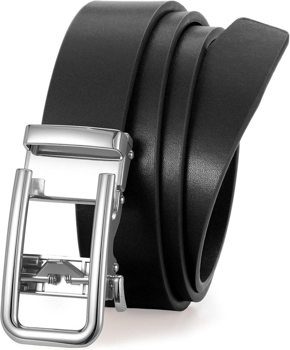 Leren riem voor dames, automatische ratel, zonder gaten, riem voor jeans, broeken met goud/zilveren schuifgesp, 3,1 cm breed