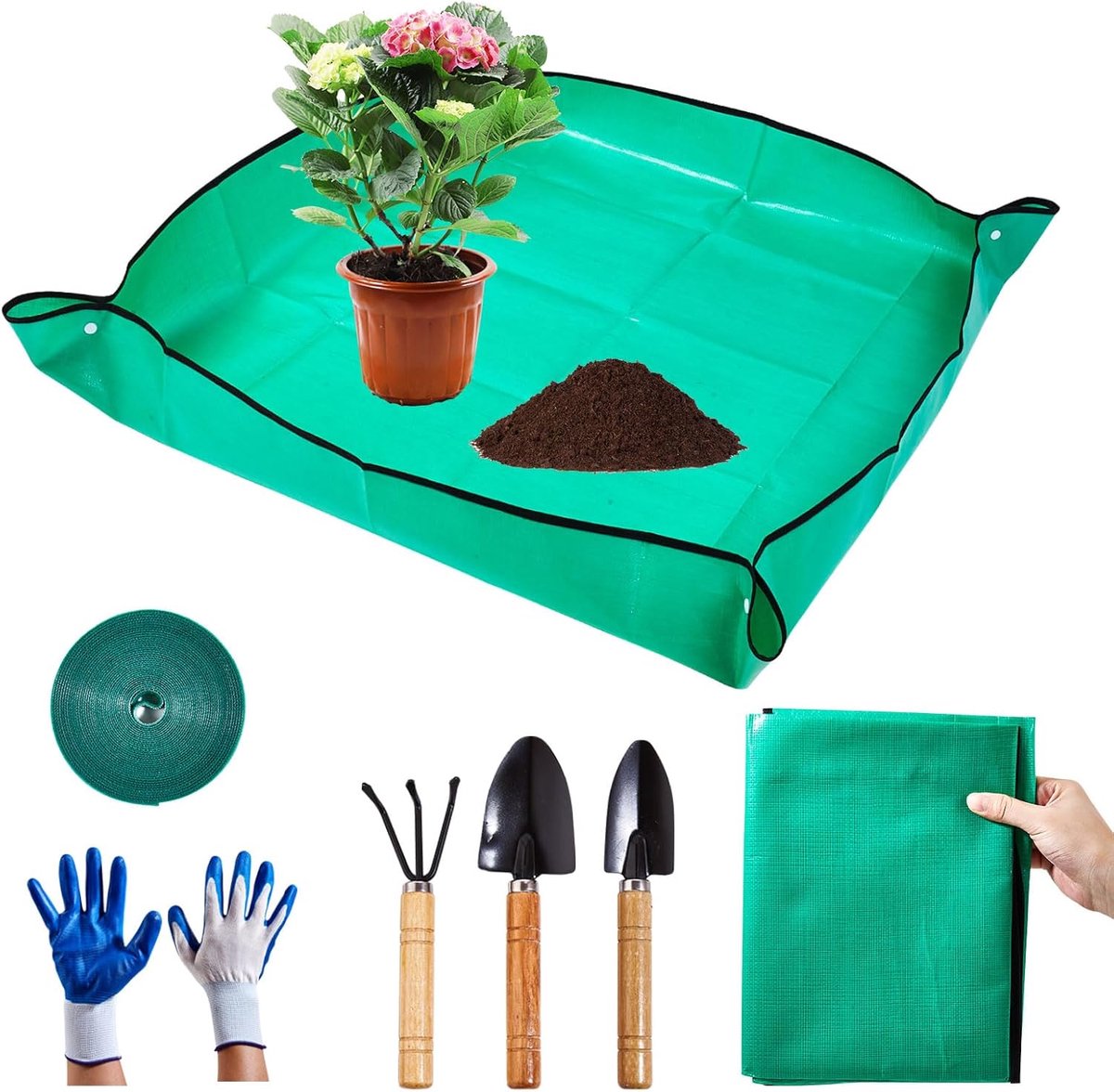 verpotmat, plantenmat, plantenmat, tuinmat, opvouwbare badkuip, 100 cm x 100 cm