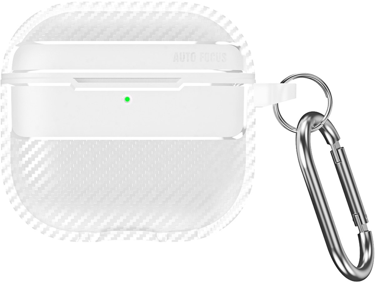 Mobigear Hoesje geschikt voor Dun Apple AirPods 4 Hardcase Hoesje | Mobigear Carbon Fiber| Doorzichtig Hoesje AirPods 4 - Transparant