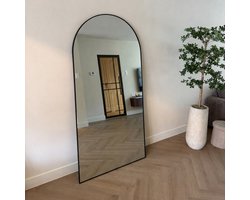 Mølin Mirrors - 220x120 - Noir - Grand miroir sur pied - Miroir en arche - Miroir en pied - Miroir mural - Convient pour chambre et salon