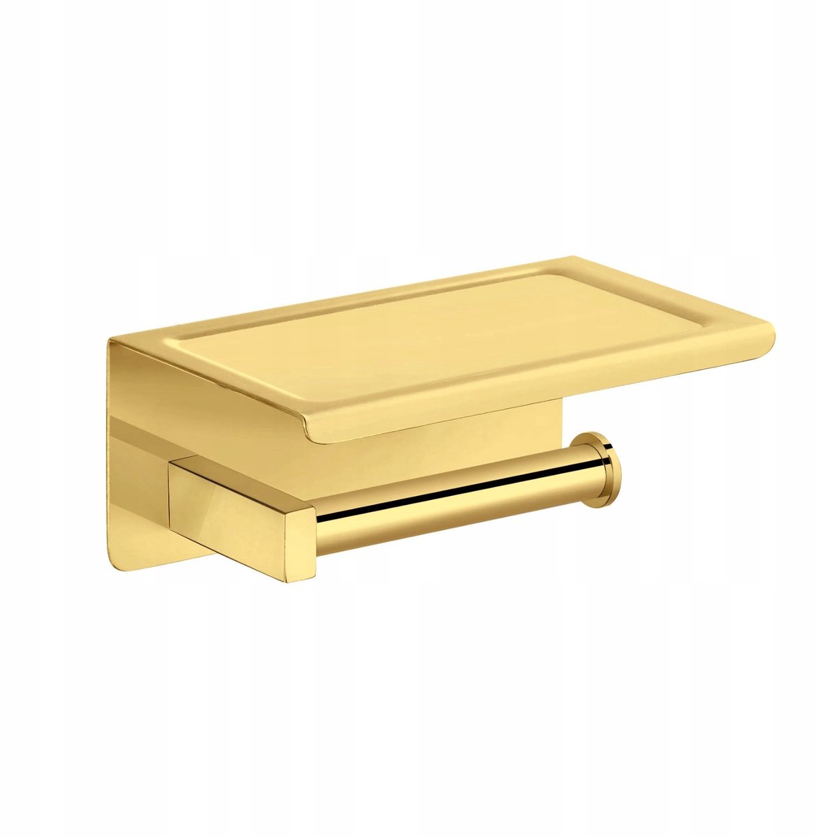 QUBE Toiletrolhouder met Telefoonplank - Glanzend Goud