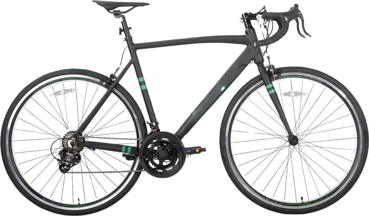 Happiq Racefiets – Voor heren racegebruik – Aluminium frame Shimano 14 versnellingen – Zwart maat S (53 cm)
