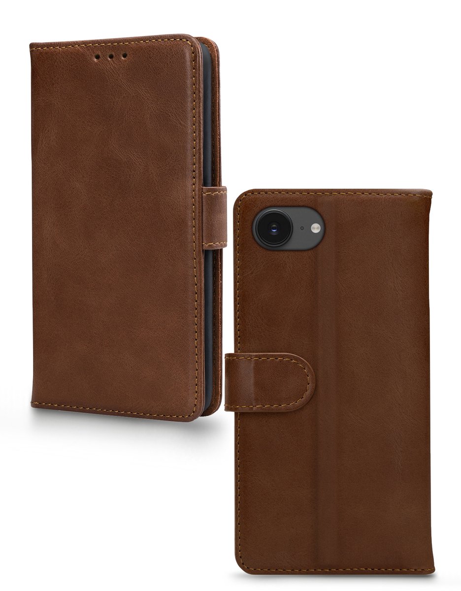 Mobilize Telefoonhoesje geschikt voor Apple iPhone 17e Hoesje Echt Leer | Mobilize Wallet Bookcase Portemonnee | Pasjeshouder voor 3 Pasjes | Telefoonhoesje voor Pinpas / OV Kaart / Rijbewijs - Bruin