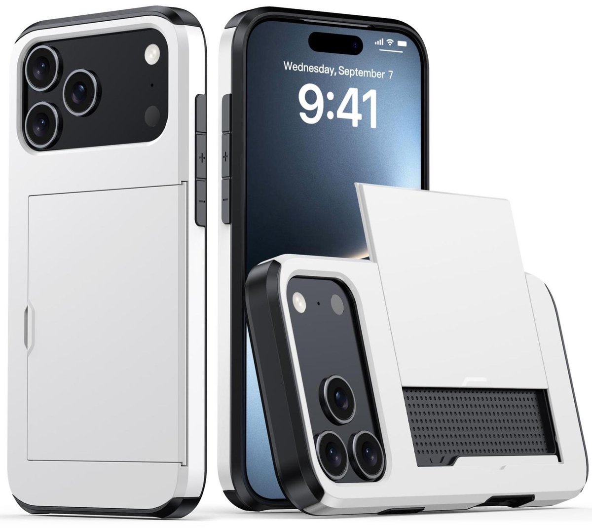 Mobigear Hoesje geschikt voor Apple iPhone 18 Pro Max Telefoonhoesje met Kaarthouder Hardcase | Mobigear Card Backcover Shockproof met Pasjeshouder | Kaarthouder voor 2 Pasjes | Hoesje voor Pinpas / OV Kaart / Rijbewijs | Schokbestendig iPhone 18 Pro