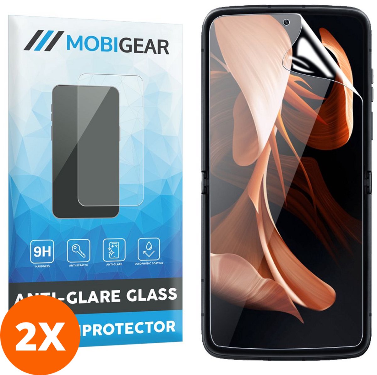Mobigear Screenprotector geschikt voor Motorola Razr 40 Glazen | Mobigear Screenprotector - Case Friendly - Zwart (2-Pack)