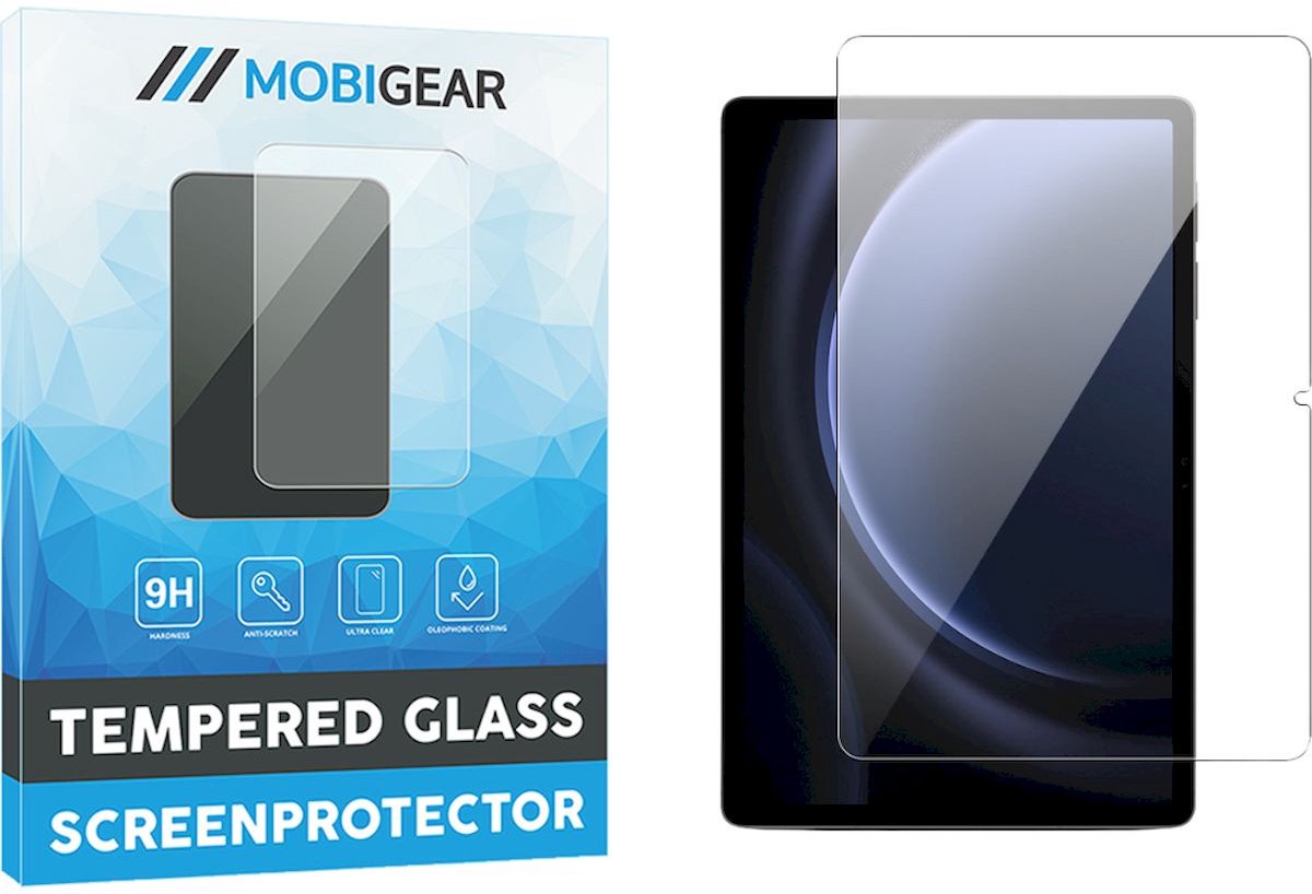 Mobigear Screenprotector geschikt voor Samsung Galaxy Tab S9 FE Plus Glazen | Mobigear Screenprotector - Case Friendly - Zwart