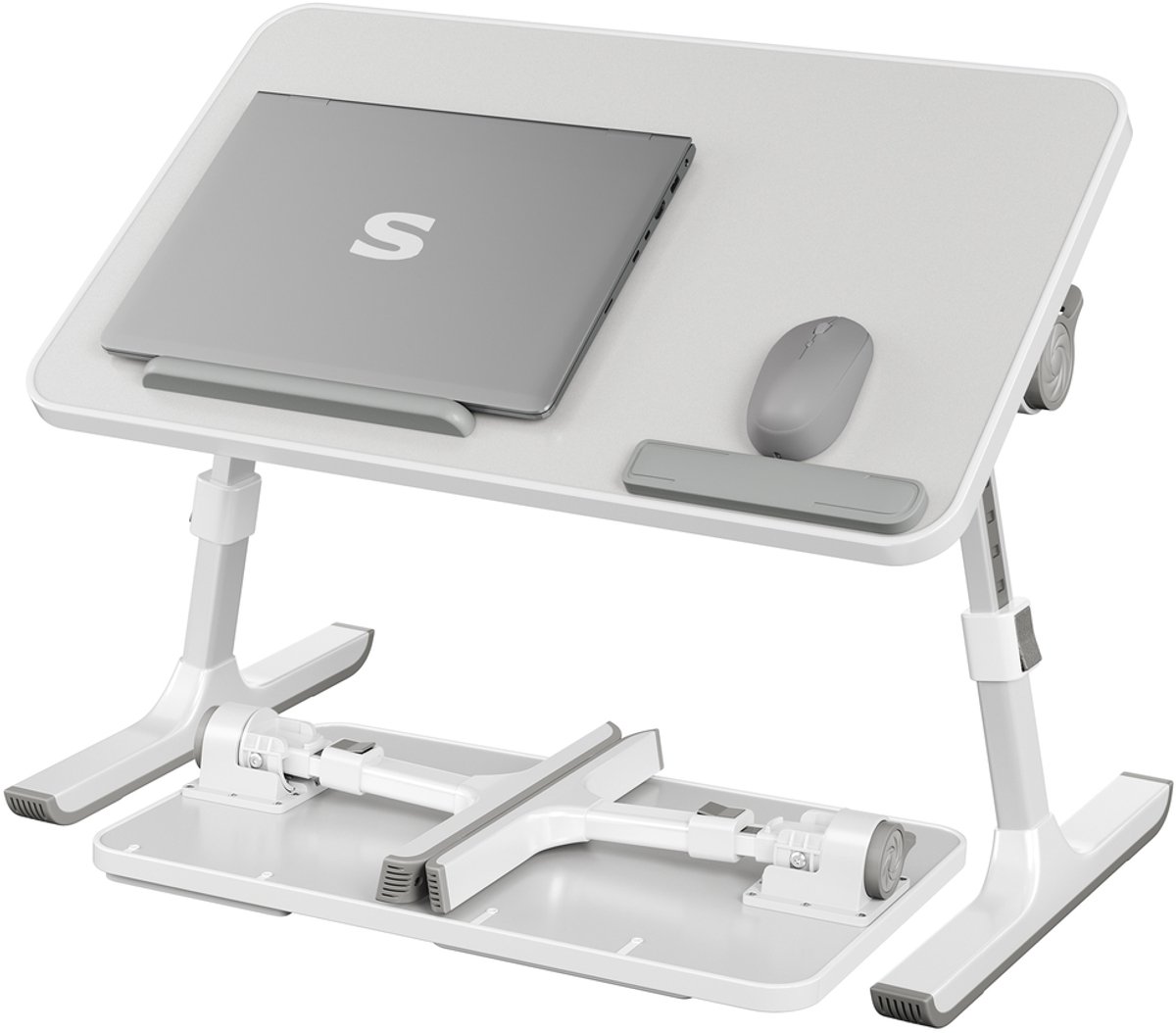 Grijze laptoptafel 52x30x23 cm met lade en aluminium frame – Grijs