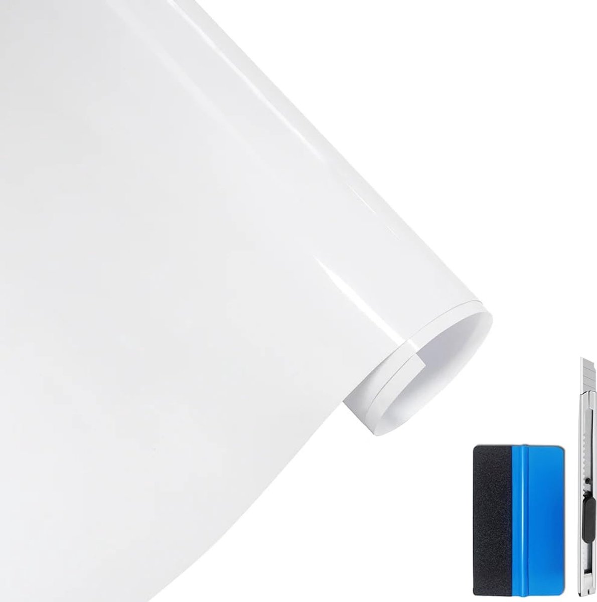 Premium vinylfolie met ventilatiekanalen voor je auto, spatbord, motorpilaar, pianozwart (wit, 30 cm x 150 cm)