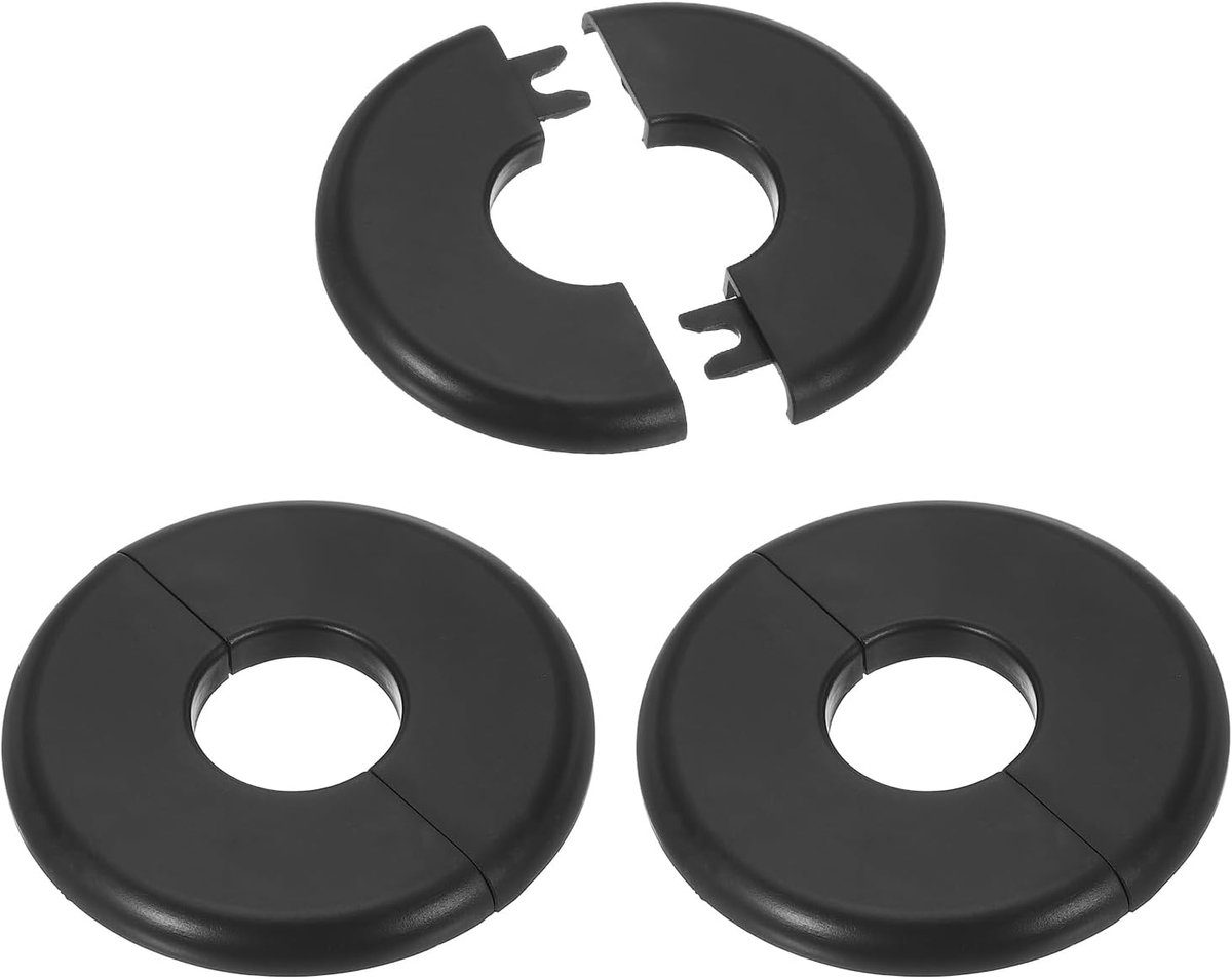 Muur Split Flens 28 mm, 3 Stks ABS Ronde Zelfklevende Escutcheon Plaat Deksel Gesp voor Waterpijp Kraan Decoratie, Zwart