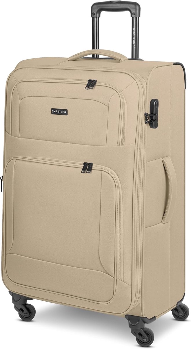 Trolley koffer L (78 cm) - beige - uitbreidbaar - ideaal voor lange reizen - ShopVlot