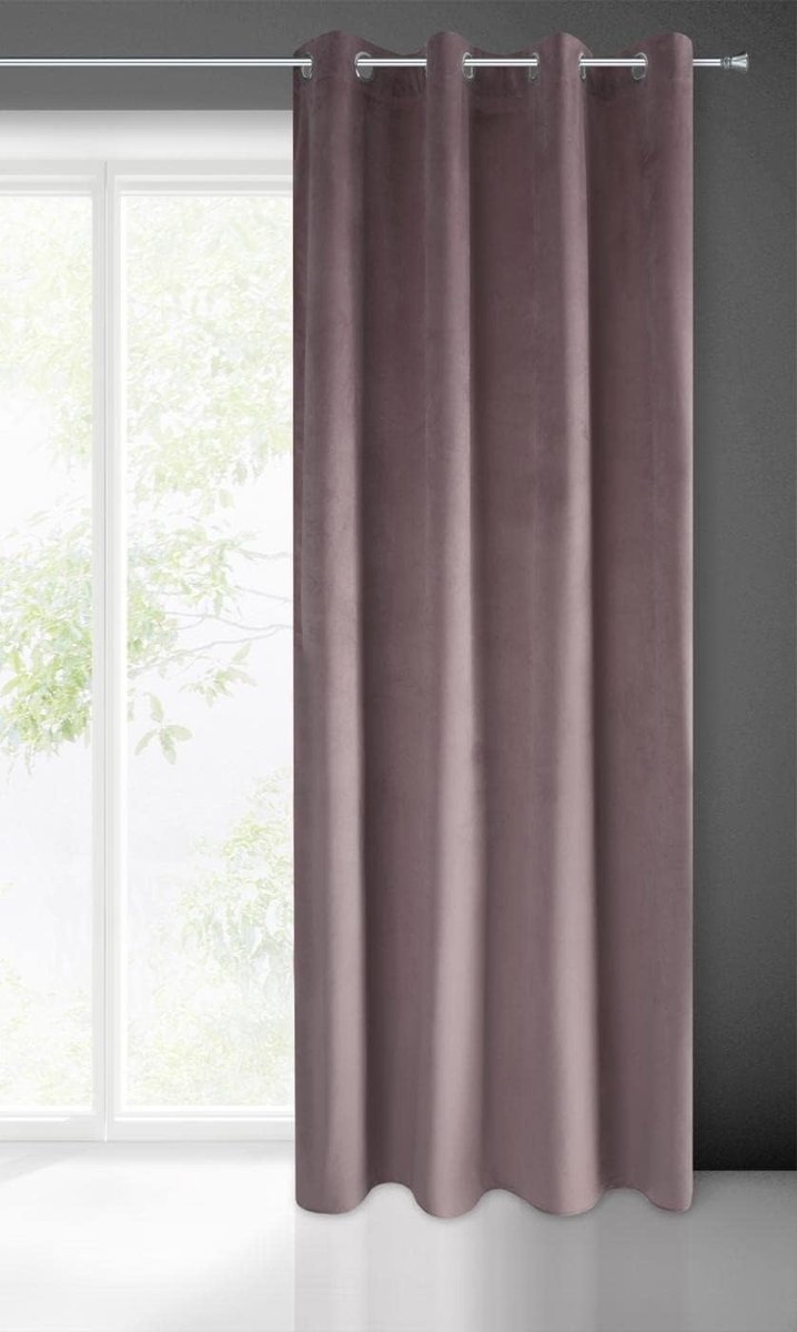 Fluwelen gordijn met ringen van fluweel Pierre, woonkamer, slaapkamer, moderne klassieke metalen ringen, 1e stuk 215 g/m², lichtroze, 140 x 250 cm
