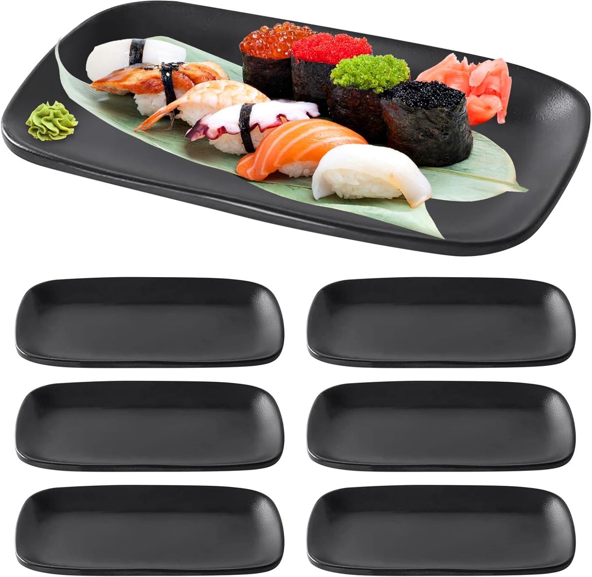 Dessertborden, 6 stuks, rechthoekig, voor feesten, evenementen, bars, restaurants en thuis, 15,5 x 9,1 x 1,8 cm