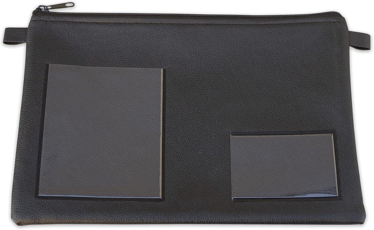 Tas voor voertuigpapier, 30 x 20 cm, kunstleer, zwart, met kaartenvak en vak voor kentekenbewijs, effektivo 11057