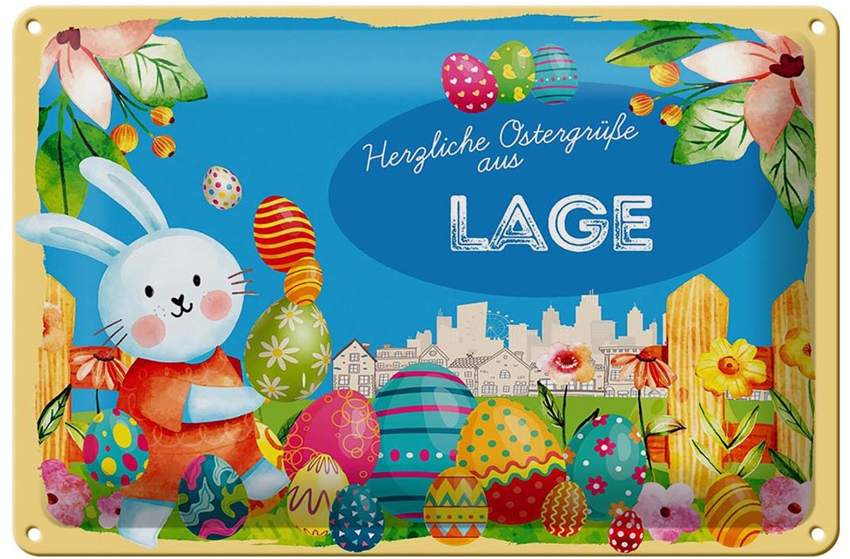 Blechschild Ostern Ostergrüße 30x20cm LAGE FEST