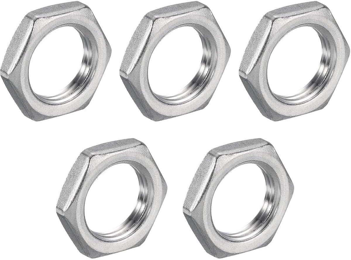 5 stuks buisschroefverbindingen, zeskant, borgmoer, 304 roestvrij staal, zeskant, obstakelmoer, 1/2 inch binnendraad (DN15) voor vaste hydraulische waterbezem, ondervoertuigreiniger