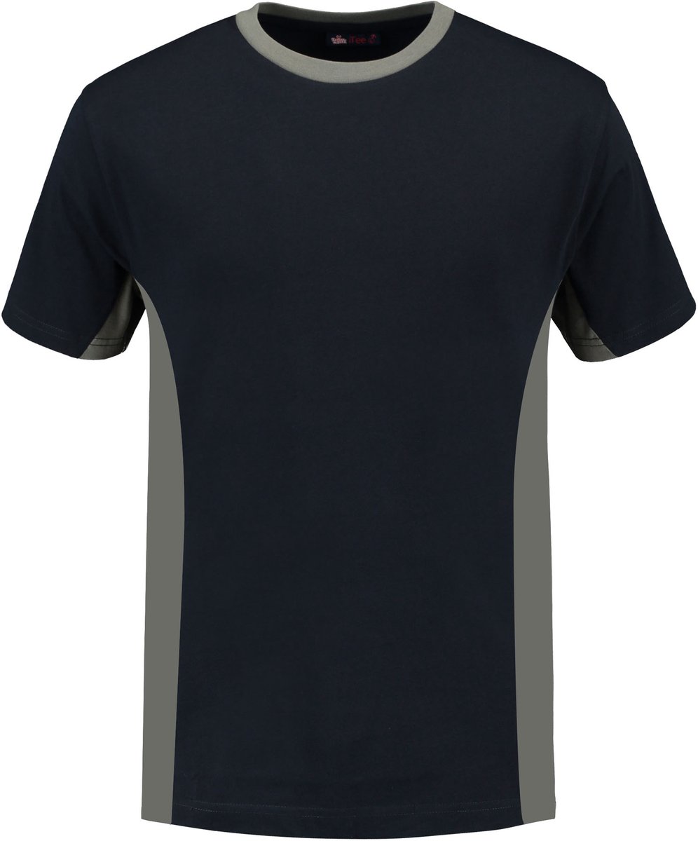 Lemon & Soda workwear contrast T-shirt in de kleur donkerblauw met pearl grey in de maat XXL