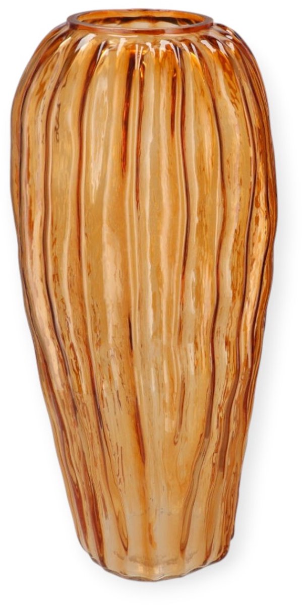 Daan Kromhout - Vaas - Bloemenvaas - Glas - Camel Bruin - 13x28cm - Structure
